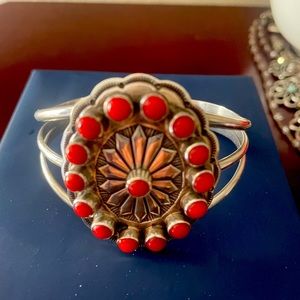 Silver coral cuff bracelet